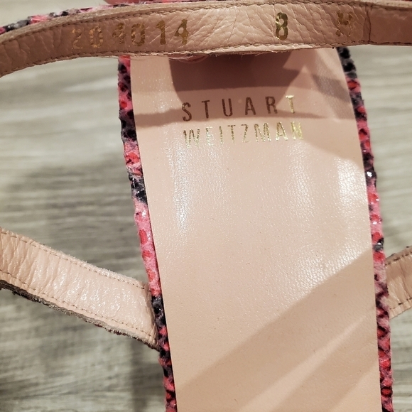 Stuart Weitzman Pink Snake Print Sandals - Picture 5 of 6